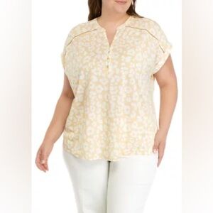 Kim Rogers Soft Yellow Floral Blouse